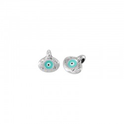 Zamak Charm Oval w/ Evil Eye & Enamel 9.6x7mm (Ø2mm)