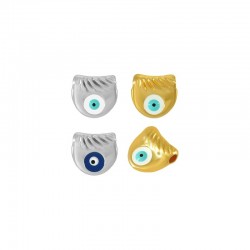 Zamak Charm Hemicycle w/ Evil Eye & Enamel 10.3x9.8mm (Ø2mm)