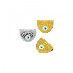 Zamak Charm Hemicycle w/Evil Eye & Enamel 14.6x11.8mm Ø1.6mm