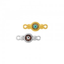 Zamak Connector Round w/ Evil Eye & Enamel 13x7mm