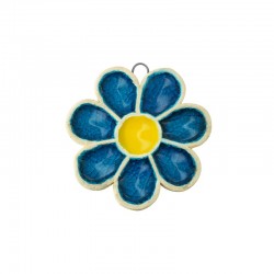 Enameled Ceramic Pendant Flower 54mm