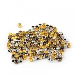 Perlina in Metallo Ottone Cubo 2mm (Ø1.4mm)