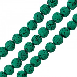 Lava Bead Round Green (~6mm) (Ø~0.5mm) (~62pcs)