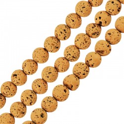 Lava Bead Round Mustard (~6mm) (Ø~0.5mm) (~62pcs)