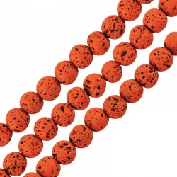 Lava Bead Round Orange (~6mm) (Ø~0.5mm) (~62pcs)