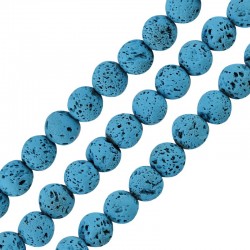Lava Bead Round Light Blue (~6mm) (Ø~0.5mm) (~62pcs)