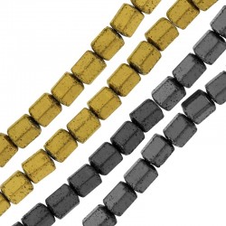 Hematite Bead Tube Hexagon 6.4x7.5mm (Ø1.5mm) (~52pcs)