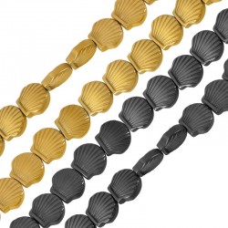 Hematite Slider Shell 6.4x5.9mm/2.5mm (Ø1mm)