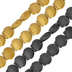 Hematite Slider Shell 10.5x9.7mm/3.6mm (Ø1.1mm)