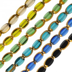 Glass Bead Tube Oval Plated 4x6mm (Ø~1mm) (~50pcs)