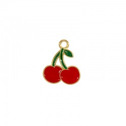 Colgante de Metal Esmaltado Cerezas 15x18mm