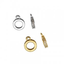 Breloque anneau en Métal/Laiton avec Zircons 8mm