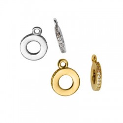 Breloque anneau en Métal/Laiton avec Zircons 10mm