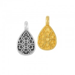 Zamak Charm Drop w/ Mandala Flower 7x10mm