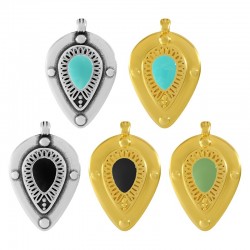 Enameled Zamak Charm Teardrop 22.6x30.5mm Ø2.3mm
