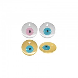 Zamak Charm Round w/ Evil Eye & Enamel 12mm