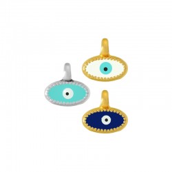 Zamak Charm Oval w/ Evil Eye & Enamel 8.4x5mm (Ø1.8mm)