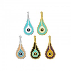 Zamak Charm Drop w/ Evil Eye & Enamel 9.2x20.2mm (Ø2.2mm)