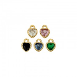 Brass Heart Setting w/ Glass Stone 6mm