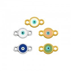 Zamak Connector Round w/ Evil Eye & Enamel 8mm