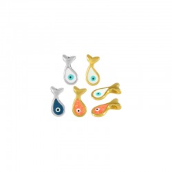 Zamak Charm Fish w/ Evil Eye & Enamel (~5x10mm) (Ø1.5mm)
