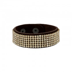 Leather Bracelet 20mm Swarovski Crystal Ribbon
