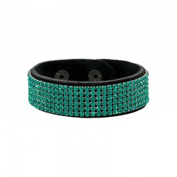 Leather Bracelet 20mm Swarovski Crystal Ribbon