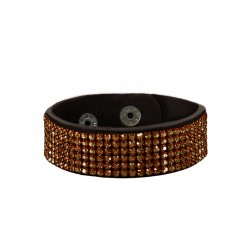Leather Bracelet 20mm Swarovski Crystal Ribbon
