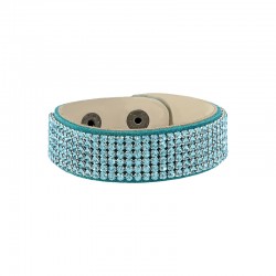 Leather Bracelet 20mm Swarovski Crystal Ribbon
