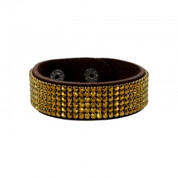 Leather Bracelet 20mm Swarovski Crystal Ribbon