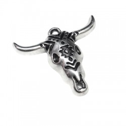 Pendentif Tête de Taureau en Métal/Zamak 32x26mm