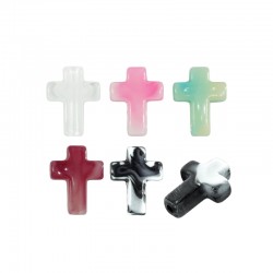 Acrylic Slider Bead Cross Two Colors 12x16mm (Ø2mm)