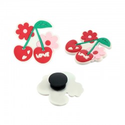 Ciondolo per Scarpe e Borse Ciliegia con Fiori 28X27 mm