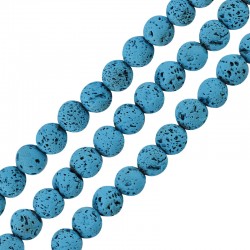 Lava Bead Round Light Blue (~4mm Ø~0.4mm (~92pcs)