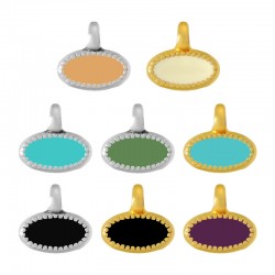 Enameled Zamak Charm Oval 8.4x5mm Ø1.8mm