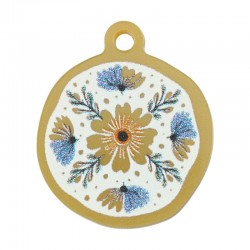 Plexi Acrylic Charm Round w/ Flower 19mm
