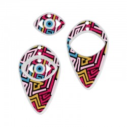 Plexi Acrylic Pendant Teardrop with Evil Eye 27x45mm (2pcs/set)