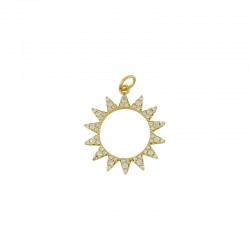 Breloque en Laiton et Zircon Soleil 21 mm