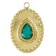 Ciondolo Ovale in Acciaio Inossidabile con Goccia e Strass 14X18 mm