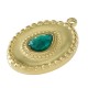 Breloque Ovale avec Goutte & Strass 14x18mm en Acier Inoxydable