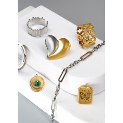 Breloque Ovale avec Goutte & Strass 14x18mm en Acier Inoxydable