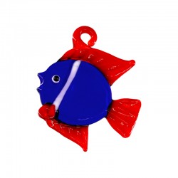 Murano Glass Pendant Fish Blue (~35x40mm)