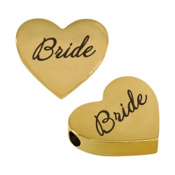 Stainless Steel 305 Slider Heart “Bride” 13x15mm/3.5mm (Ø2mm)