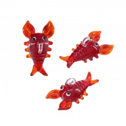 Murano Glass Pendant Lobster (~16x30mm)
