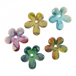 Ceramic Pendant Flower w/ Enamel 50mm (Ø4.5mm)