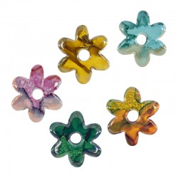 Enameled Ceramic Pendant Flower 50mm/7mm Ø9mm