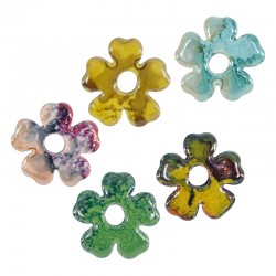 Enameled Ceramic Pendant Flower 30mm/4.5mm Ø7.2mm