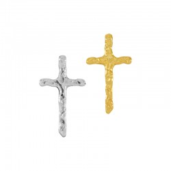 Zamak Pendant Cross Hammered (~26x45mm) (Ø2.8mm)