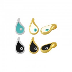 Enameled Zamak Charm Teardrop with Evil Eye 7.7x12.5mm Ø2.3mm