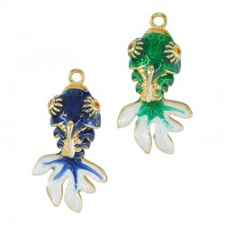 Enamelled Brass Pendant Fish w/ Zircon 15x26m